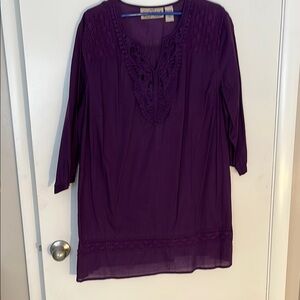 Purple Beach Coverup 100% Cotton 2X NWOT